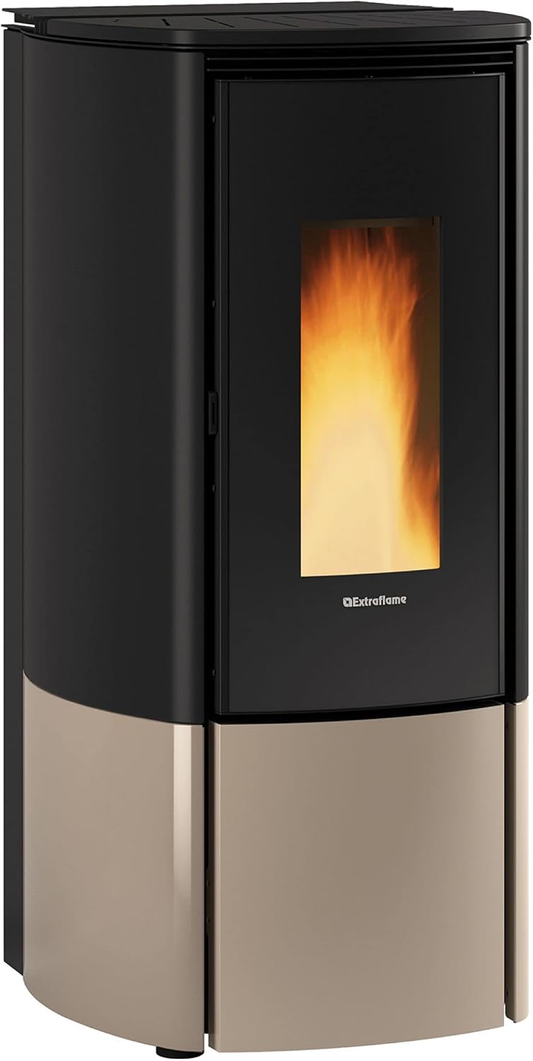 Extraflame Pelletheizungen, Schwarz/Beige, 1286152 Evolution Line Katia 11 Pelletofen Stahl Tortora/A+
