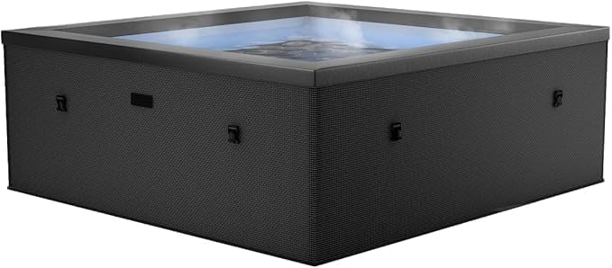 NETSPA Badewannen mit Sprudelfunktion, 1100 l, 70 cm, Schwarz, Spa Celestia, halbfest, quadratisch, 6-Sitzer, SP-CLS6-CB