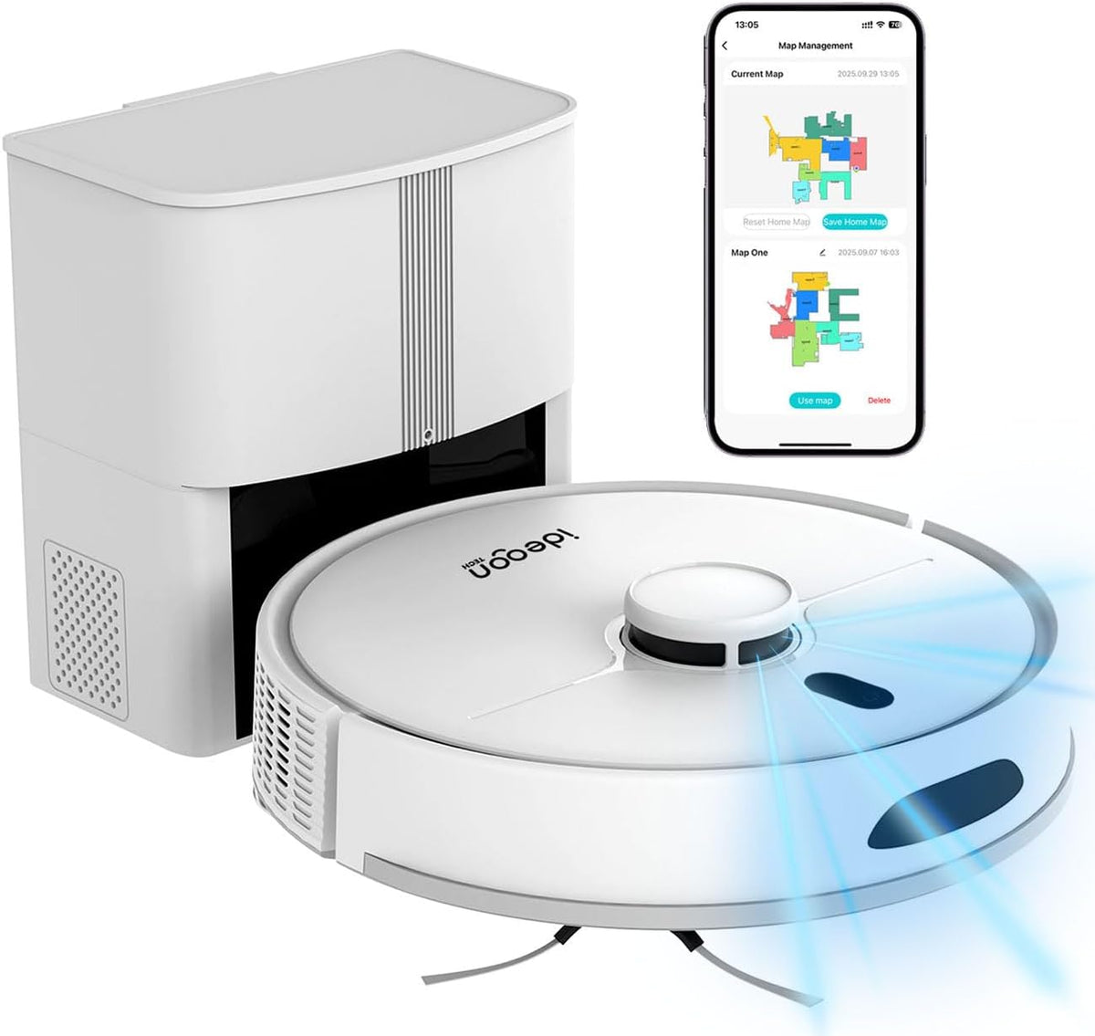 shop'n smile ideoon Saugroboter, Schwarz, Li-Ionen-Akku, Laser-Navigation - Smart-Home WLAN Saugwischer