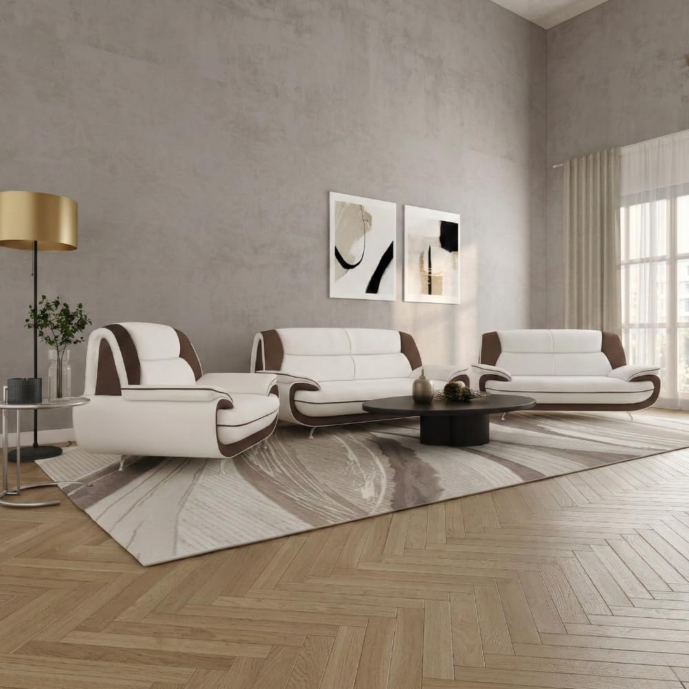 Sofa Imebel, Natur, Set 3-2-1 für Wohnzimmer, Bequeme Couchgarnitur mit 3-Sitzer, 2-Sitzer & Sessel, Elegante Sitzgarnitur mit Stoffbezug