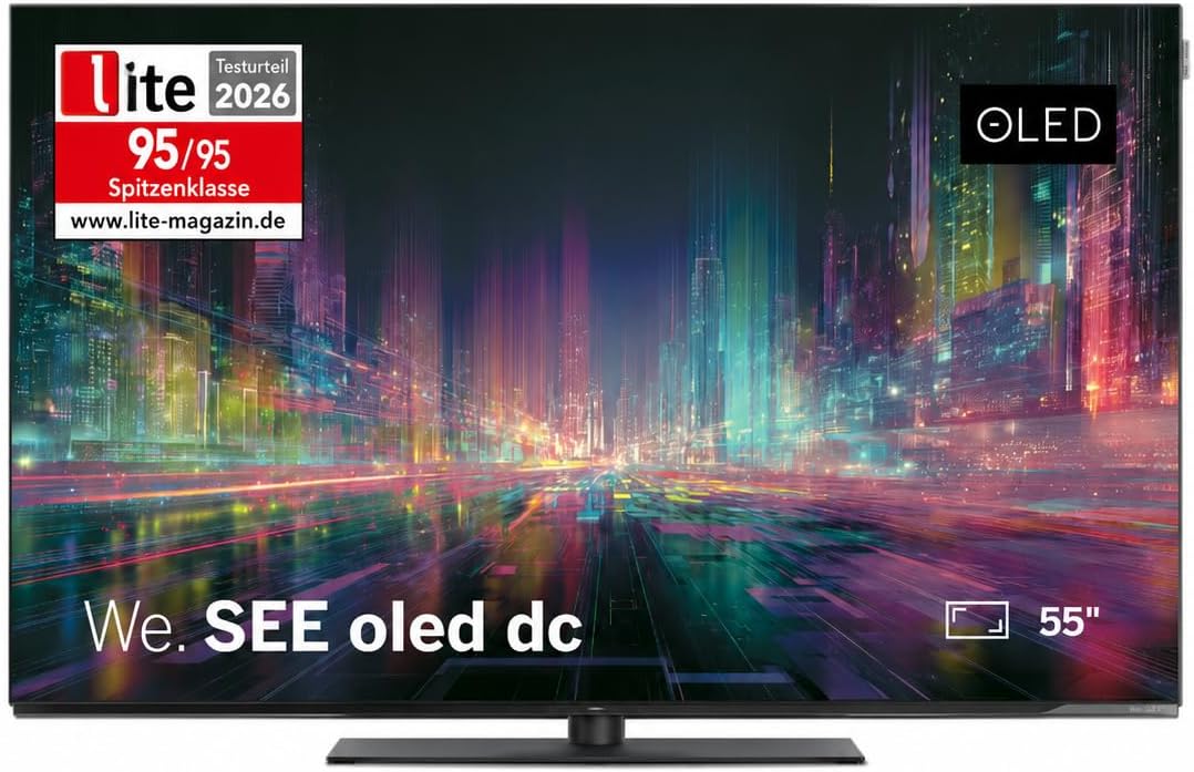LOEWE Fernseher, 55 Zoll, Schwarz, Smart TV, We. See 55 OLED dc, Ultra HD Smart TV, Dual-Channel Funktion