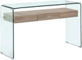 Meubletmoi Konsolentische, Transparent/Holz, Konsole aus Hartglas und Korpus mit Schublade aus MDF-Holz, Modernes Design