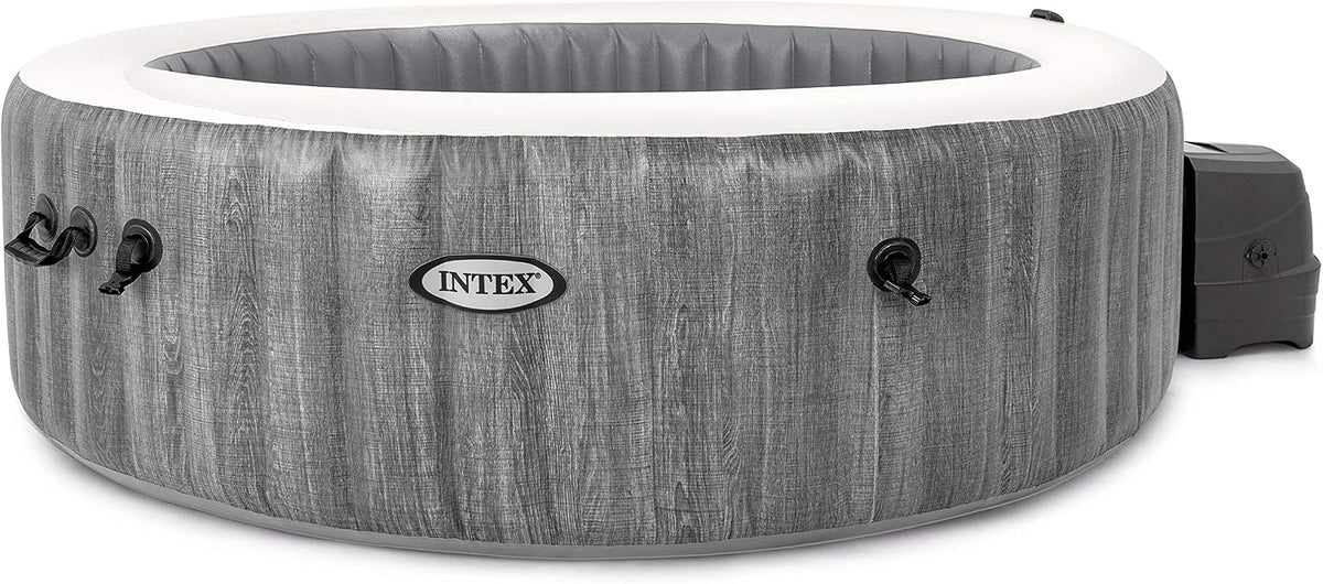 Intex Matratze, 216 X 71 Cm, Dunkelgrau/Weiß, Purespa Greywood Deluxe Ø Whirlpool Pure Spa - Bubble, Dunkelgraue Holzoptik