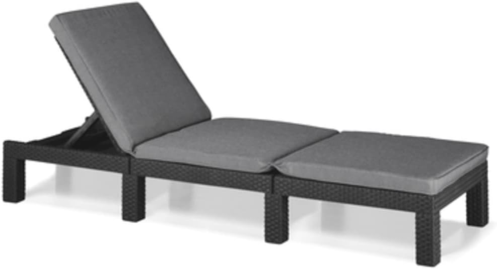 Keter Liegen, 195x65x25,5 cm, grau, Allibert by Daytona Deluxe Sonnenliege für Garten, Terrasse & Balkon mit verstellbarem Kopfteil