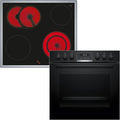 Bosch Kochfeld, 60 x 60 cm, Schwarz, HND611LS62 Einbauherd-Set, Bestehend aus HEG517BB3 Herd, Made in Germany, 3D Heißluft