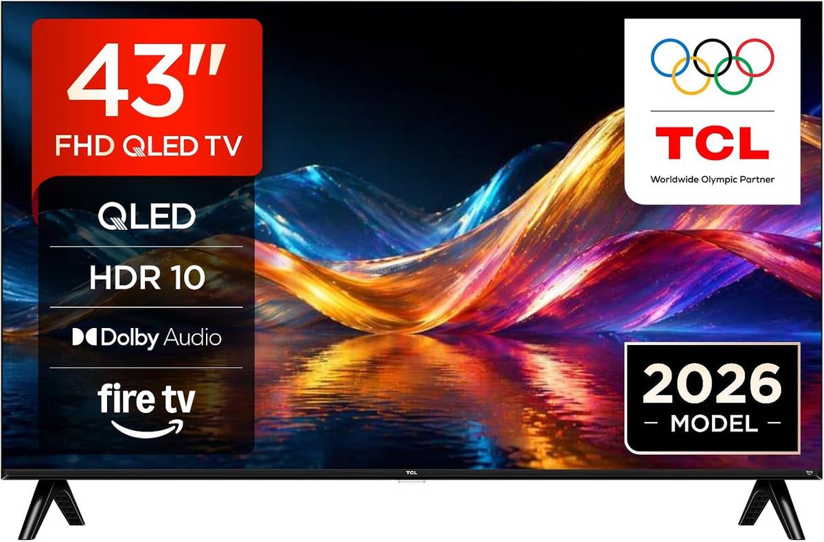 TCL Fernseher, 43 Zoll, Schwarz, Smart TV, 43V5D QLED, Full HD HDR Smart TV, Fire TV, Direct LED