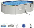 Bestway Stahlrahmenpool, 500 x 360 x 120 cm, 16.296 l, Silber/Blau/Schwarz, 56586 Oberirdischer Pool, oval