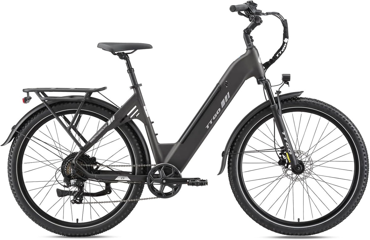 ttgo E-Bike, 2.4 Zoll, 13,5 Ah, 250 W, 48 V, Grau, C5 Damen 27, Elektrofahrrad mit 70N.M Hinterradmotor, Motor, Akku