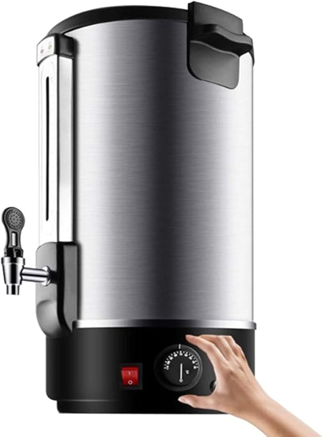 AYCDL Heißwasserspender, 48 L, Silber, Gewerblicher Aus Edelstahl, Doppelwandiger Edelstahl-Isolierbehälter Für Milchtee-Läden