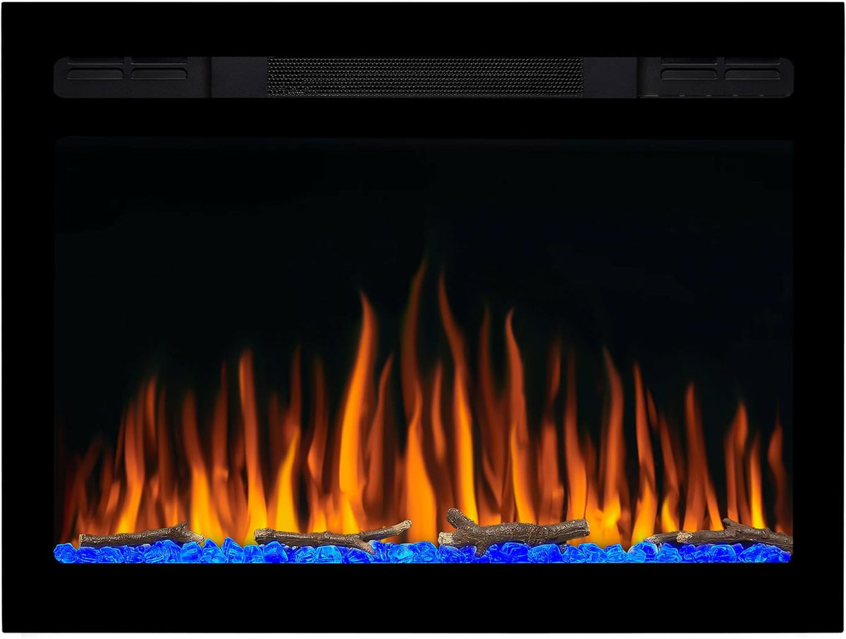 ArtiFlame Elektrokamin, 1800 W, Schwarz, AF27WR Multicolor, Elektrischer Einbaukamin mit Heizung 900/, realistischer 3D-Flammeneffekt