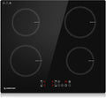 AMZCHEF Kochfeld, 60 cm, 7400 W, Schwarz, 4 Platten Induktions, Einbau Induktionskochplatte mit 9 Leistungsstufen und Boost