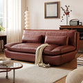 PA-DABAOO Sofa, Braun, Retro-Segelboot-Schlaf, Klappbare, Umwandelbare Futon-Liegelounge, Leder-Futon-Bodencouch Mit 3-Fach Verstellbarer Rückenlehne