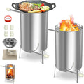 LZQ Heizungen, 38 mm, 28 L, Silber, Pool mit Feuer und Heizspirale, Outdoor Poolofen, Edelstahl Schwimmbadheizung mit Ø32/ Anschlüsse Brennholz