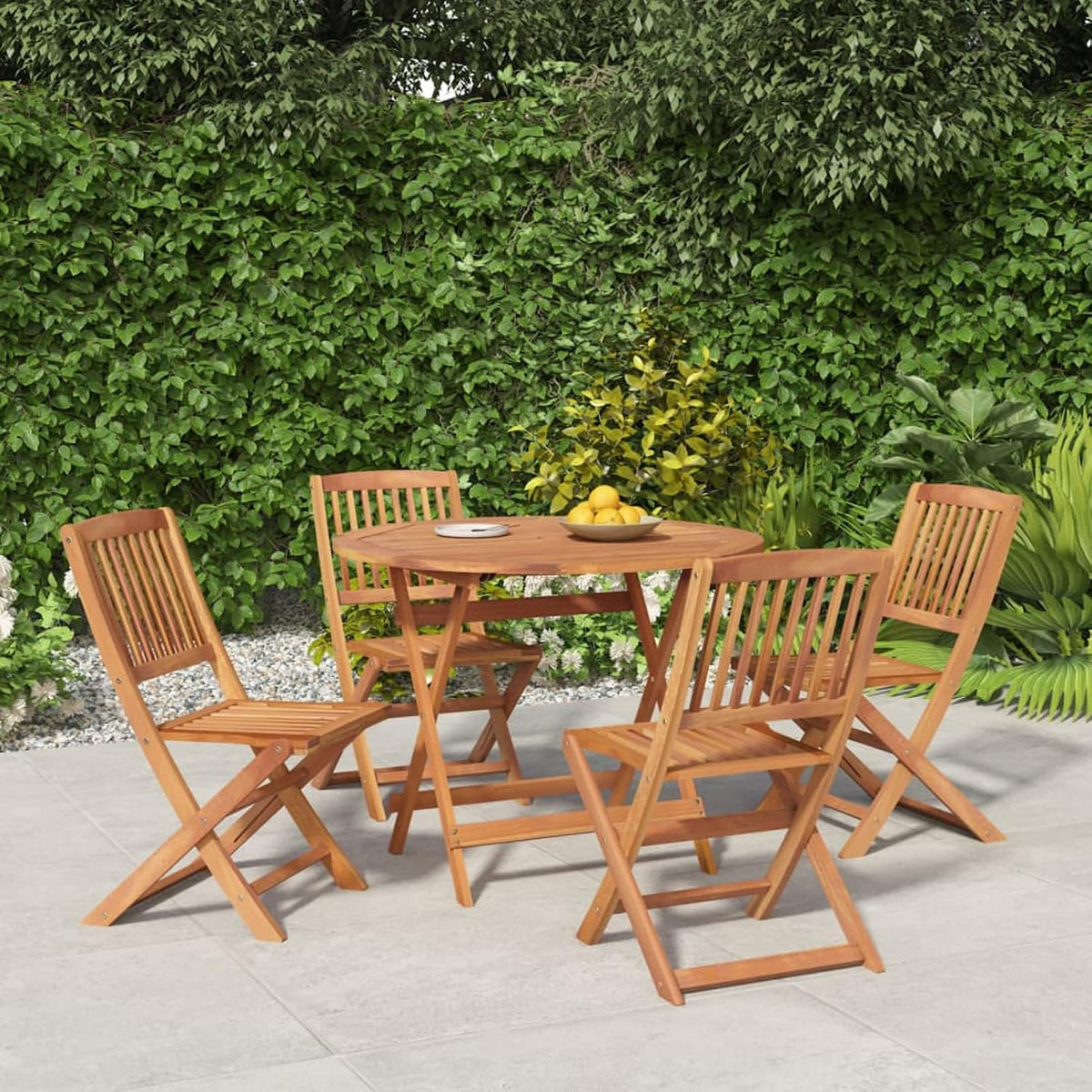 Faroom Essgruppe, 90 x 75 cm, Akazien-Massivholz, mit Öl behandelt, Grau, Gartenmöbel Set Holz 4+1-4 Hochlehner Stühle Verstellbar &