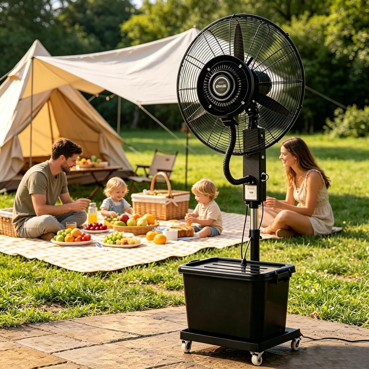 WKZBQVTHJGS Ventilator, 42 L, Weiß, Luftkühler Wasserkühler mit Sprühnebel Fernbedienung 7, 5h Timer 3 Stufen Schlafmodus