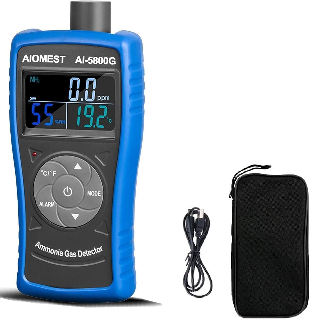 AIOMEST Dunstabzugshaube, Weiß, Gasmelder, AI-5800G Ammoniak-Gas-Detektor, 0~100PPM NH3 Iuftqualität Messgerät für Gasmelder Wohnmobil