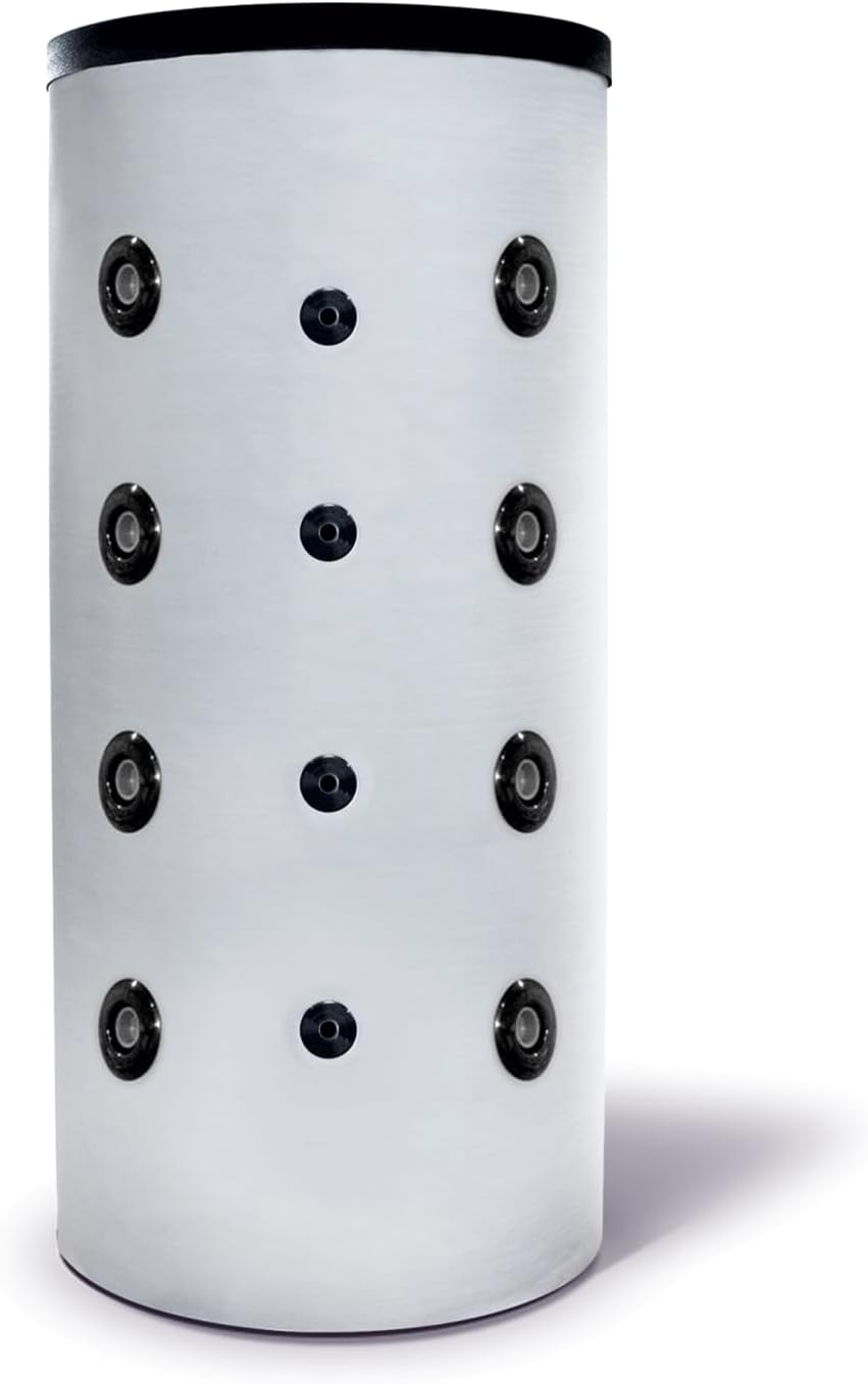 SUNEX Pufferspeicher, 3 bar, 500 L, Weiß/Schwarz, für Heizung und Warmwasser, ohne Wärmetauscher, bis 95°C, mit Wärmedämmung