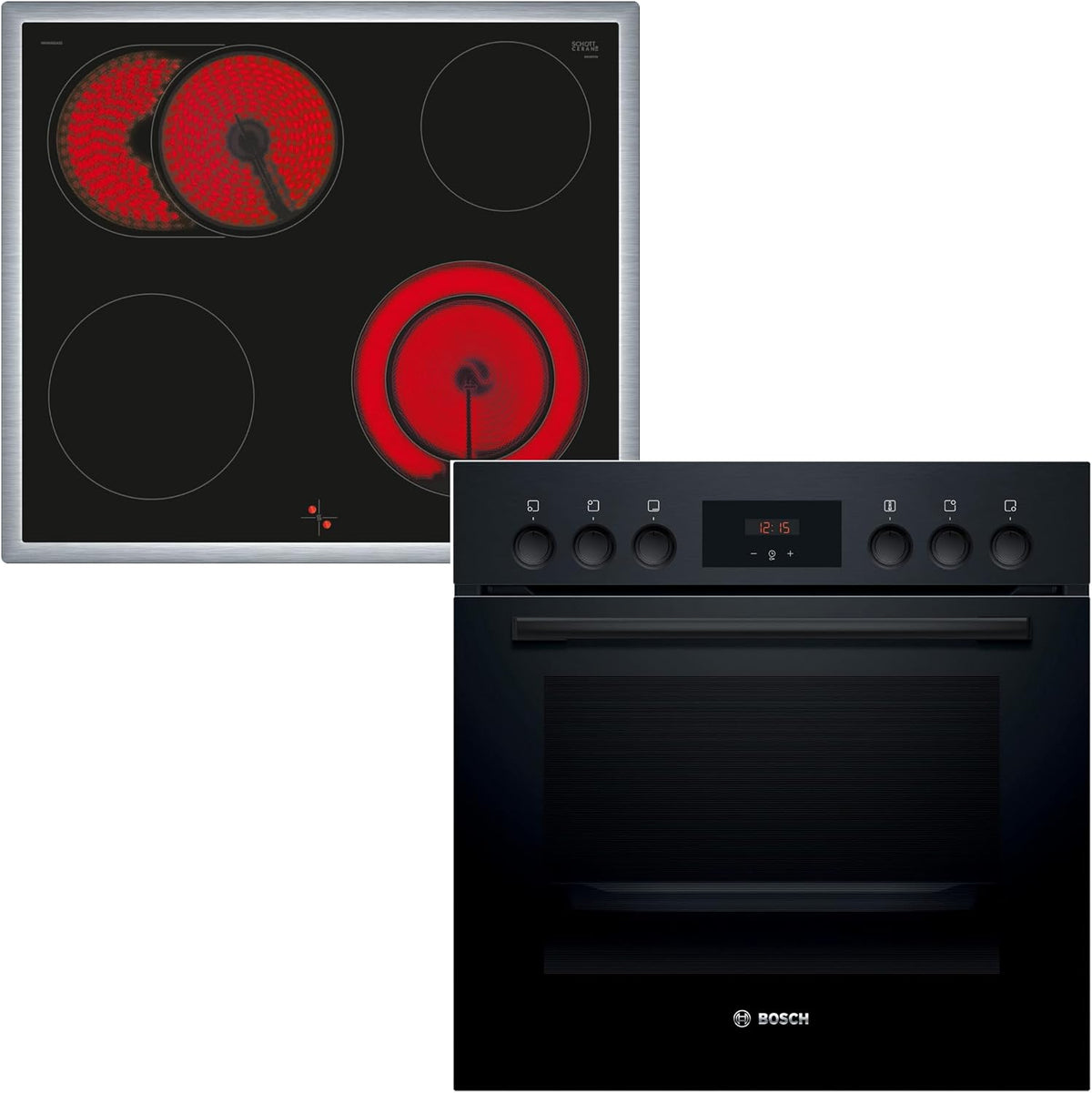 Bosch Kochfeld, Gesamtanschlusswert 7800 W, Bedienung über den Herd, 60 cm, 21 cm, Schwarz