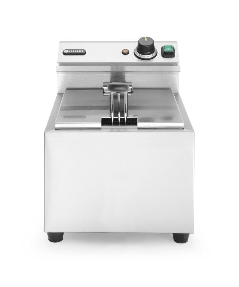 HENDI Heißluftfritteuse, 3500 W, 345 mm, 230 V, 8 L, Silber, Fritteuse Mastercook, Tischfriteuse, Sicherhetsthermostat