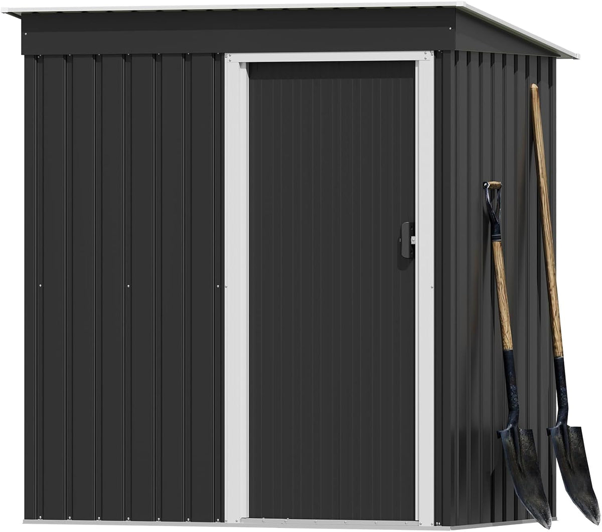 Gerätehaus Devoko, 151 x 77 x 182 cm, Anthrazit, Geräteschuppen Metall, Kleines Metall mit verzinktem Stahlrahmen
