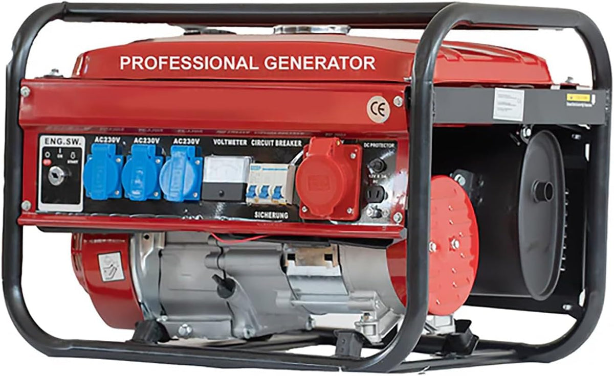 SWISS KRAFT Royal Line Powerstation, 6500 W, 380 V, 12 V, Rot/Blau/Schwarz, Notstromerzeuger Stromerzeuger Generator Stromgenerator