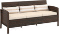 Sofa Outsunny, 173 x 68 x 78 cm, Braun, Rattan mit Kissen Dreisitzer Stahl