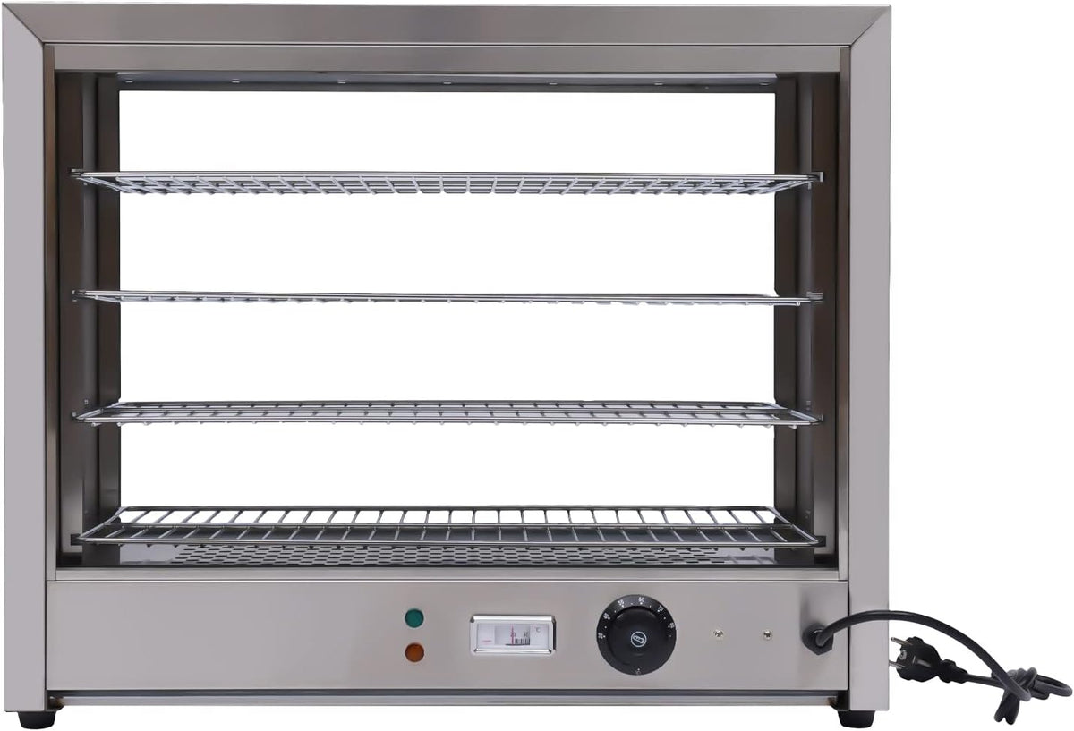 Wohnzimmerschrank 800 W, 800 Watt, 800 W, 220 V, Silber, Wärmeschrank Speisenwärmer, 4 Etagen Heiße Theke Warmhaltevitrine Aufsatzvitrine