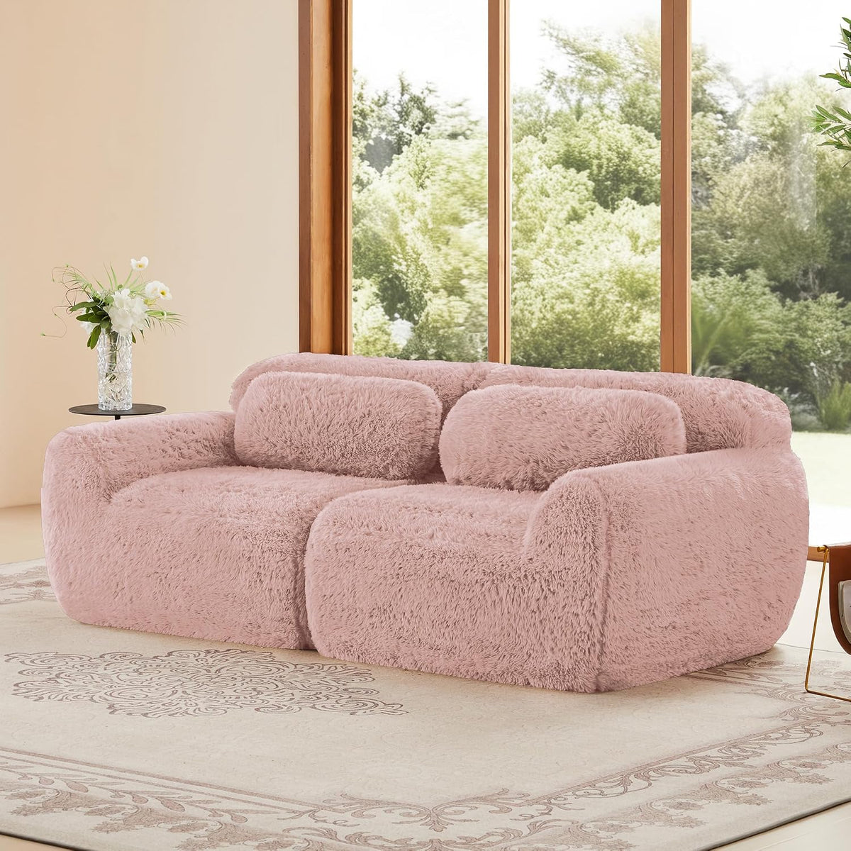 kozamas Sofa, Rosa, Boneless Cloud Couch, modulares Plüsch 2-Sitzer, Rahmenlos & ohne Montage, für Wohnzimmer oder Schlafzimmer