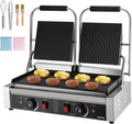 VEVOR Sandwich- & Paninitoaster, 48 x 23 cm, 3600 W, Silber, kommerzieller Panini-Grill Kontaktgrill für Sandwiches