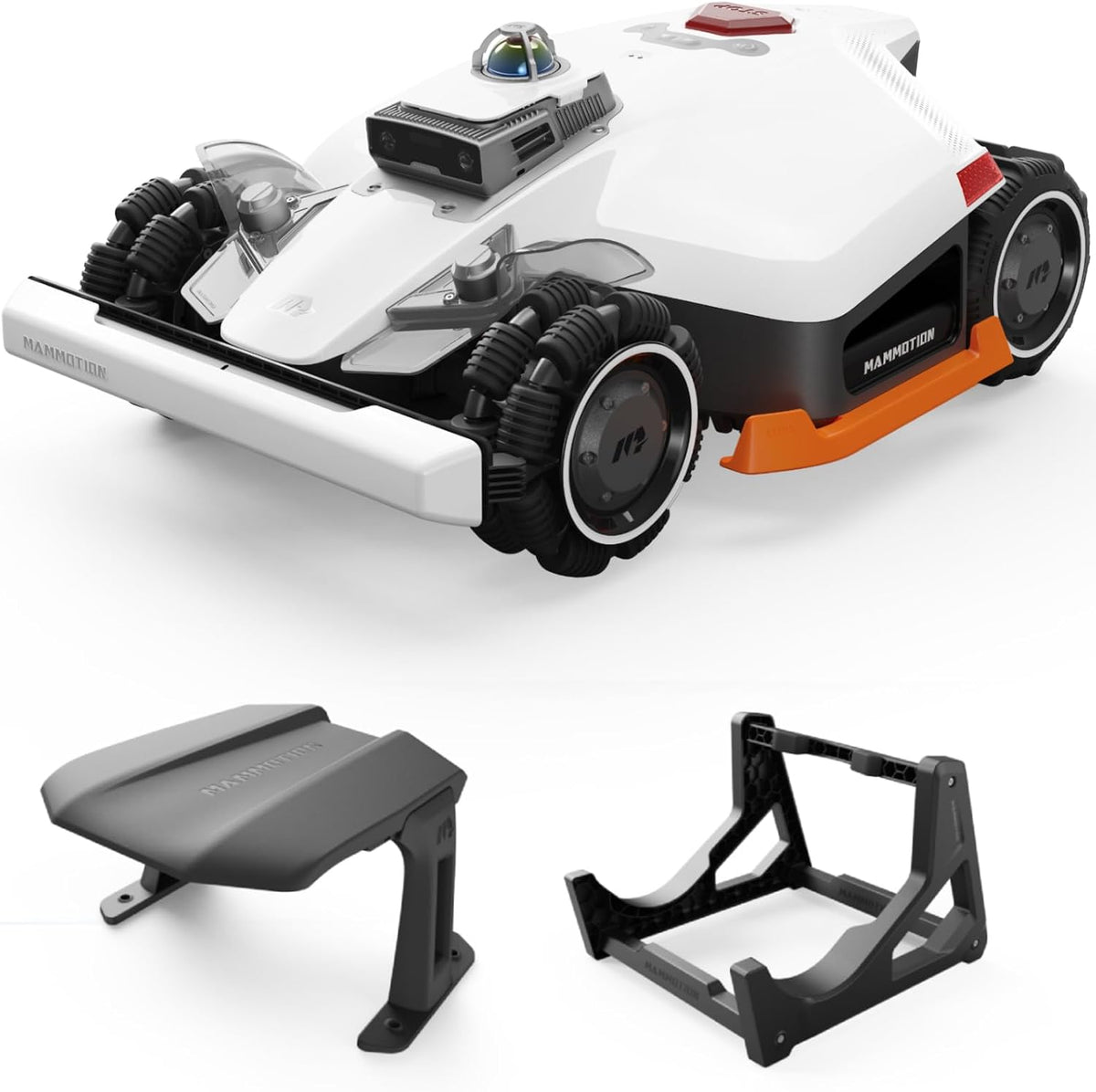 Mammotion Mähroboter, 3000 M, 12 Ah, Weiß/Schwarz/Orange, LUBA 3 AWD 3000 mit Garage + Waschstand für 3000㎡, 360° LiDAR+NetRTK+KI Vision Navigation