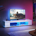 TV-Schrank SUNXURY, 5 mm, Schwarz/Weiß, Lowboard, TV Board mit LED-Beleuchtung Fernsehtisch mit Glasablage