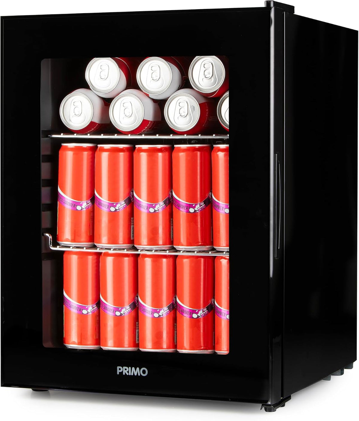 PRIMO Getränkekühlschrank, 33 L, Schwarz, PR193BC Minibar Mini-Kühlschrank Glastür Freistehend C