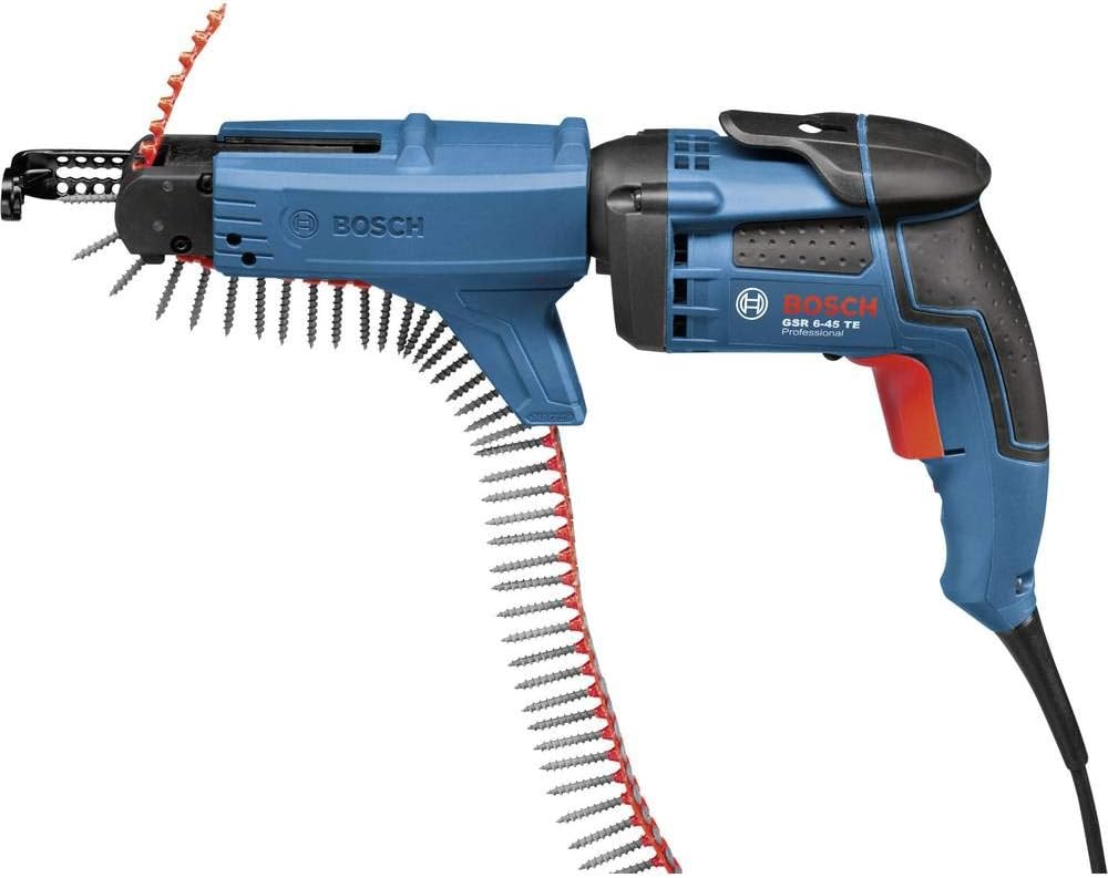 Bosch Professional Akkuschrauber, 6,0 mm, 701 W, Blau/Schwarz/Rot, GSR 6-45 TE + MA 55, Nennaufnahmeleistung, Bohrschrauben-Ø