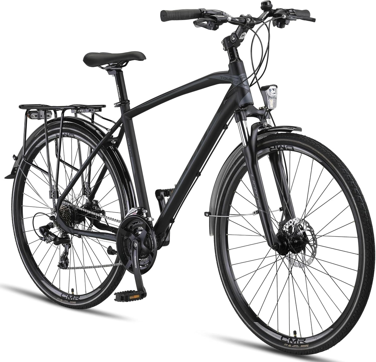 Licorne Bike Mountainbike, 28 Zoll, Schwarz, Touring Trekking in Aluminium Scheibenbremse, Mädchen