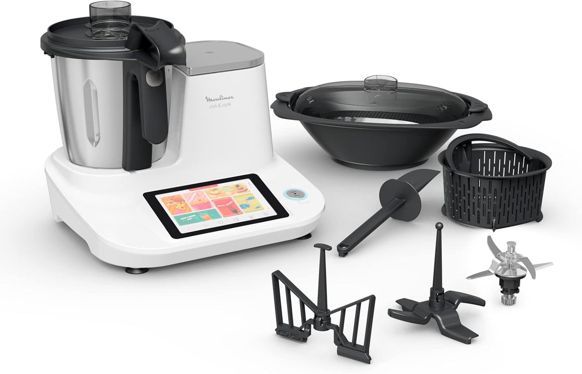 Tefal Universalküchenmaschinen, 1400 W, 3,6 l, Weiß/Schwarz, Moulinex Click & Cook Küchenmaschine mit integrierter