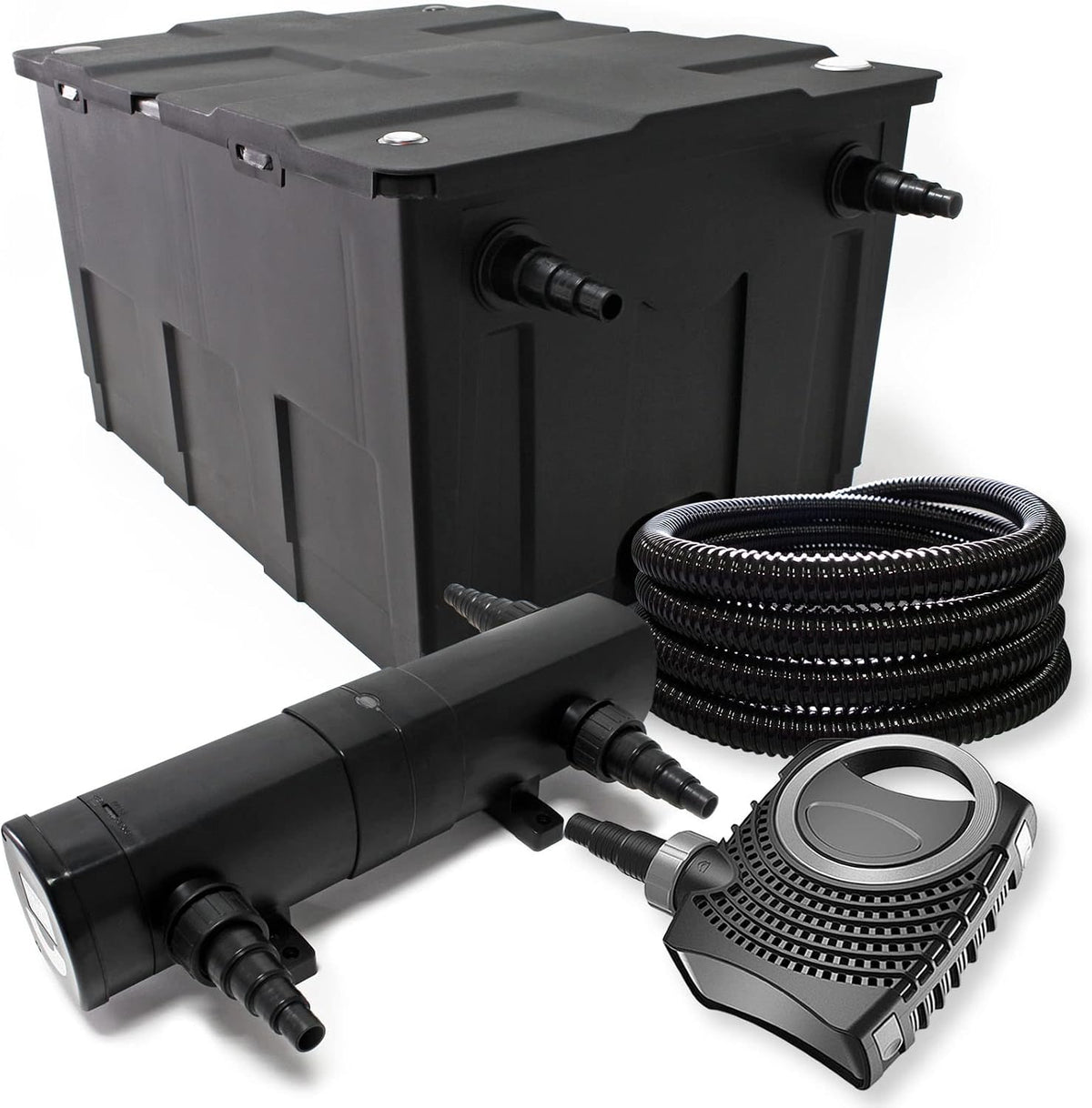 Wiltec Komplettsets, 60000 L, 10000l, 25 mm, 80 W, Grau, Komplettset: CBF-550 Teichfilter bis Teichfilteranlage als