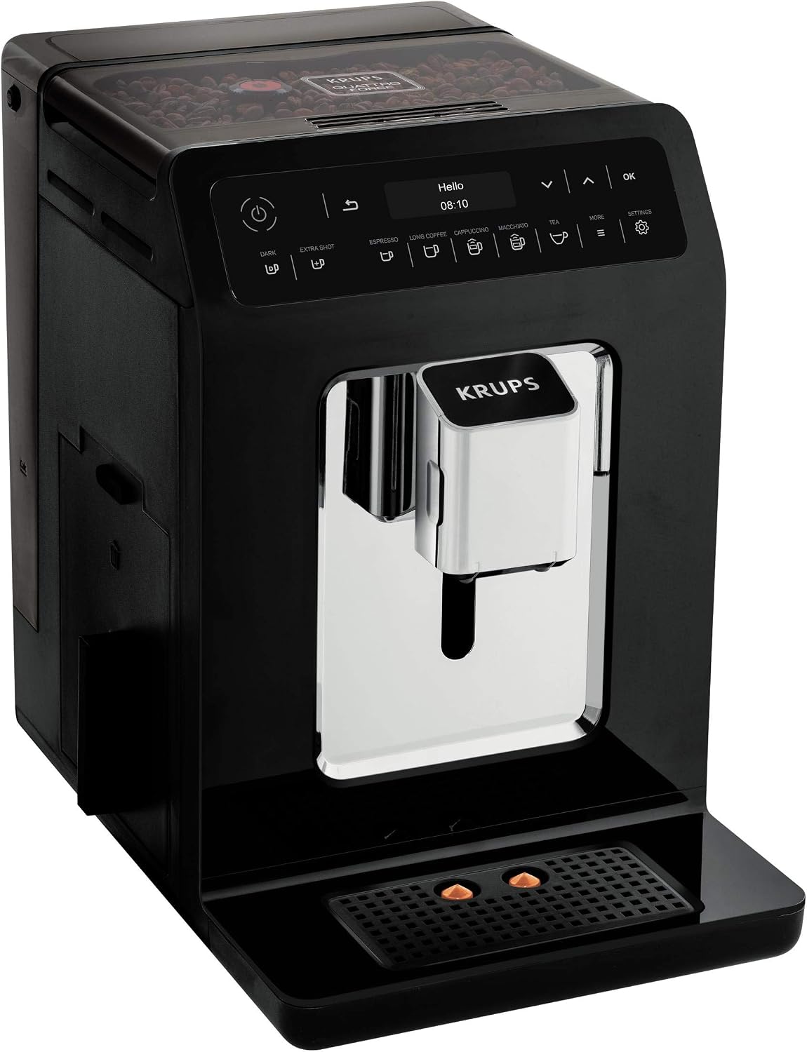 KRUPS Kaffeevollautomat, Schwarz, EA8908 Evidence, OLED-Display Barista Quattro Force Technologie, 12 Kaffee-Variationen