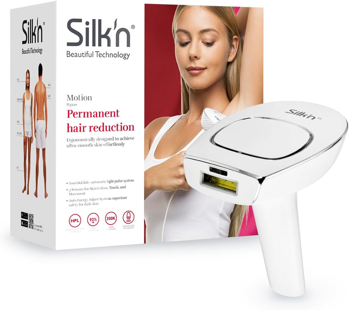 Silk'n Systeme, Weiß, Haarentferner für helle und dunkle Haut, permanente Haarentfernung, 350.000 Lichtimpulse