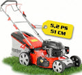 Hecht Rasenmäher, 1500 m, 51 cm, 70 L, Rot/Schwarz/Silber, Benzin mit Antrieb, Schnittbreite, 5-in-1 Mulchfunktion