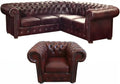 Sofa, 214 cm, 105 cm, Burgund, Generisch Chesterfield CASA Set Eck, Sessel, klassisches, - Italienisches Echtleder