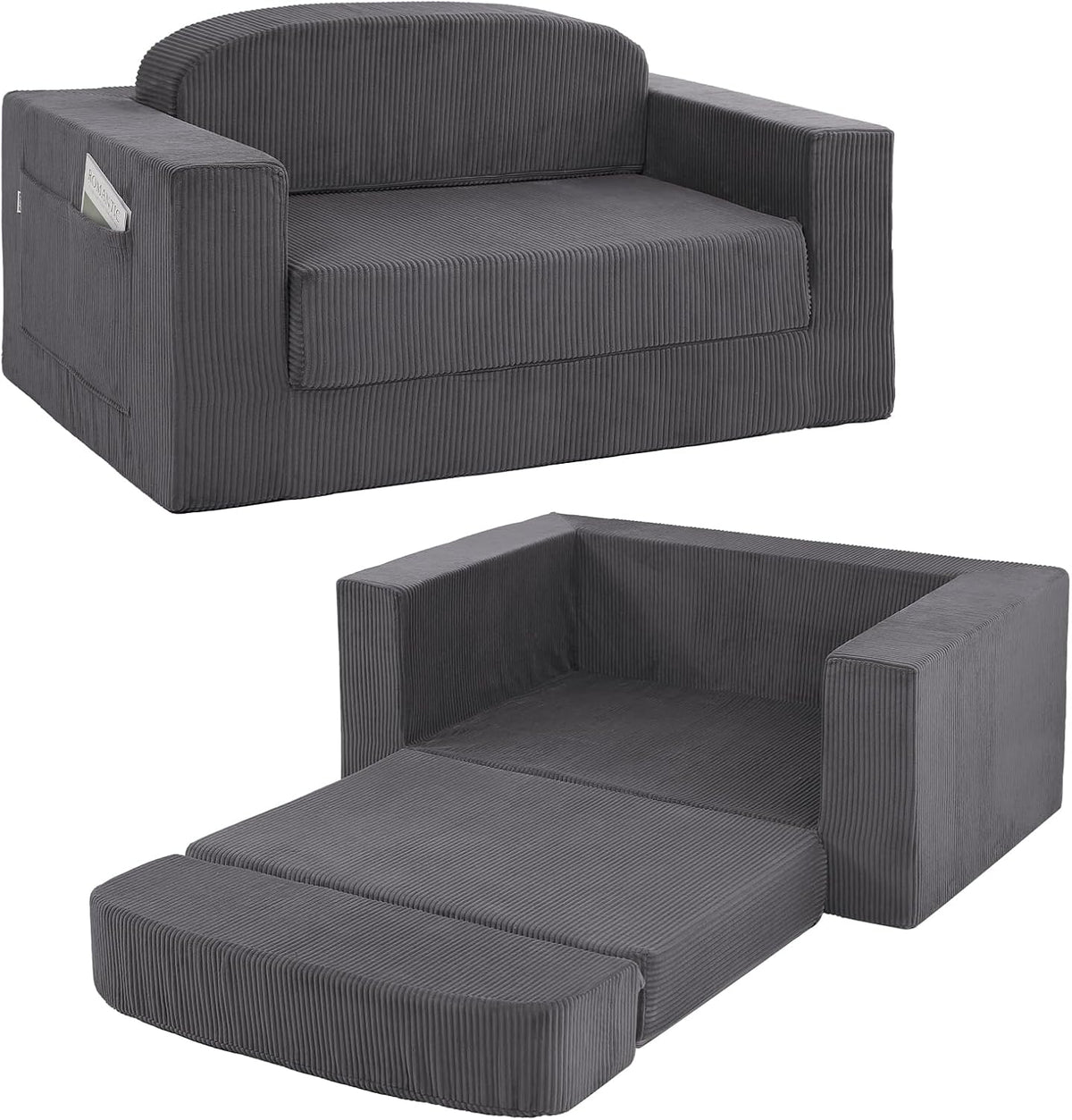 Sofa MeMoreCool, Natur, Schlaf Cord 2-Sitzer Faltbares Boden mit Schlaffunktion