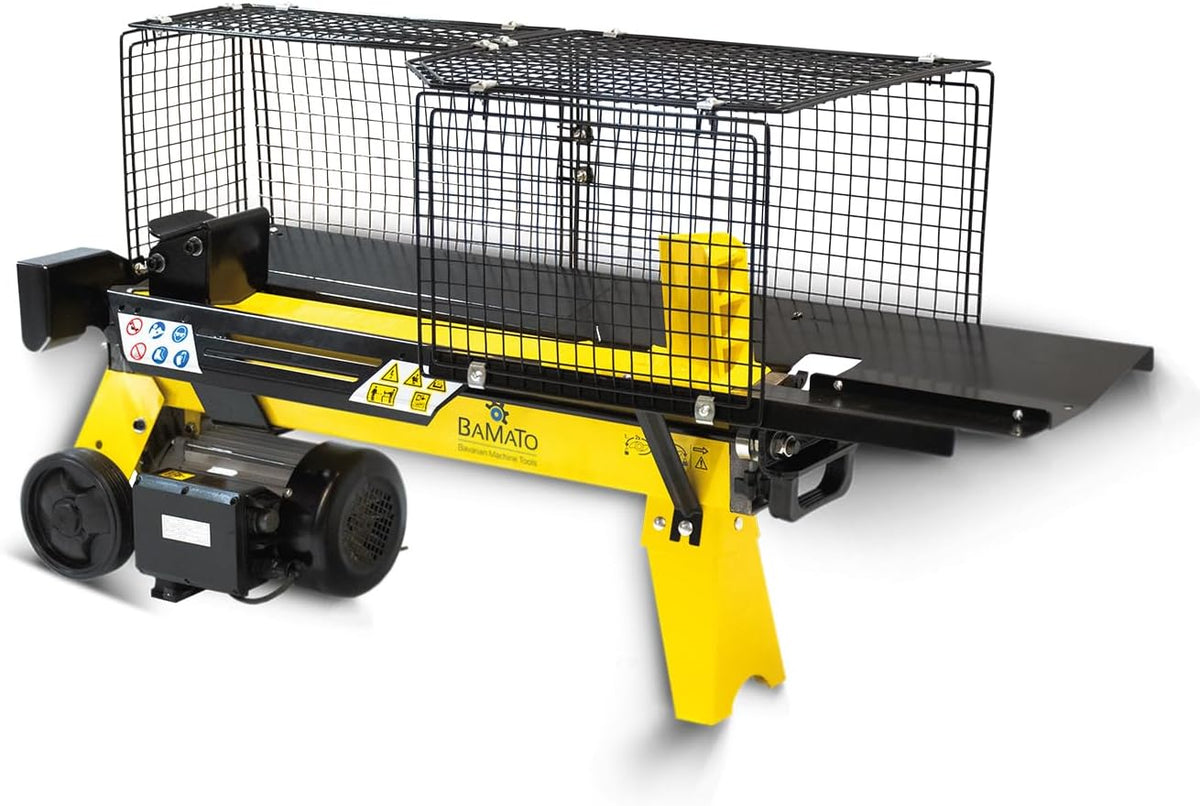 BAMATO Holzspalter, 230 V, Gelb/Schwarz, HO-7E, mit Elektroantrieb, Spaltkraft 7 Tonnen, Automatischer Rückl