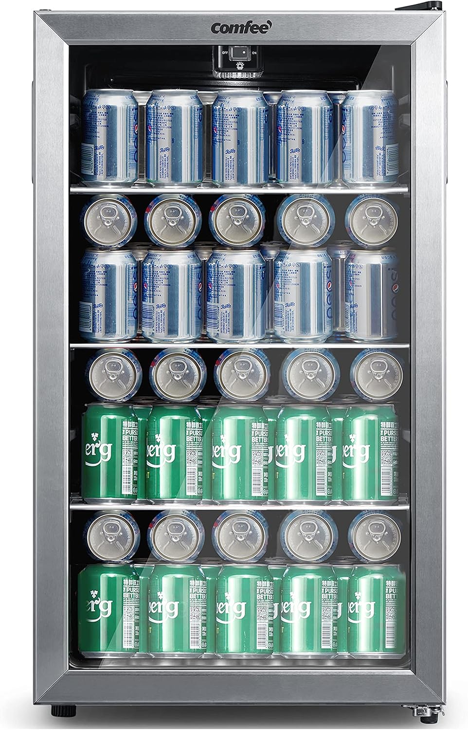 COMFEE' Compact Refrigerators, Silber, CRV115TAST Cooler, 115 Cans Beverage Refrigerator, Adjustable Thermostat