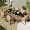 Gartenmöbel-Set Merax, Braun, Gartenmöbel Set 6-Personen, Outdoor Balkonmöbel mit Esstisch, Terrasse, Balkon