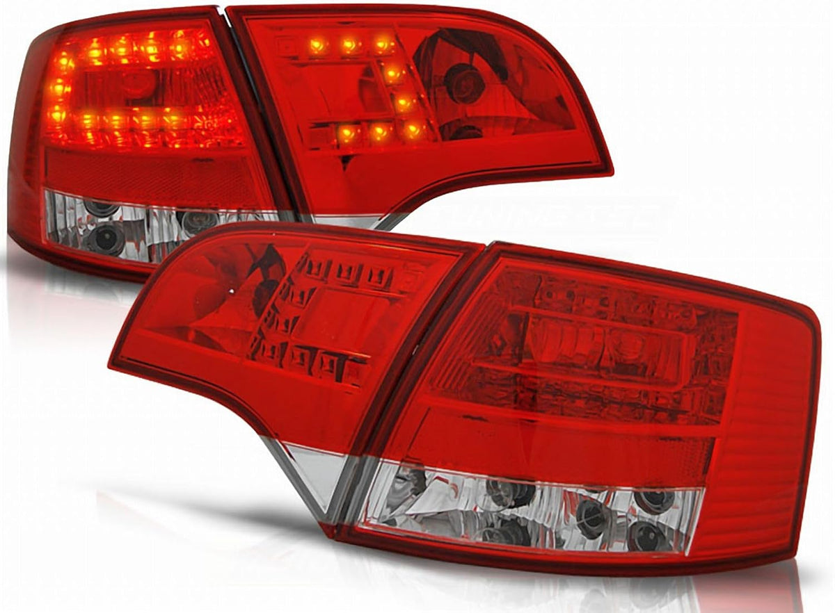 Tuning-Tec Rücklicht-Komplettsets, rot, LED Rückleuchten Set weiß für Audi A4 B7 11.2004-03.08 AVANT
