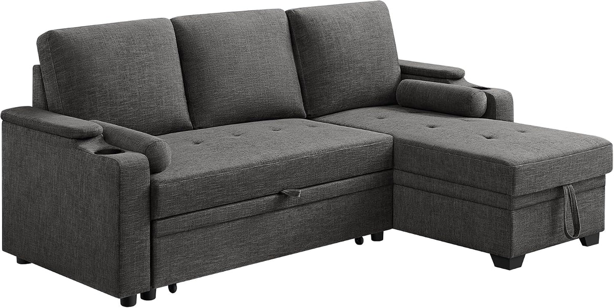Sofa VASAGLE, Weiß, Schlaf mit Stauraum, Becherhalter, Gästezimmer