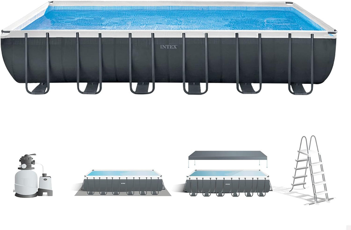 Intex Stahlrahmenpool, grau/blau, 24Ft X 12Ft X 52In Ultra XTR Rectangular Pool Set