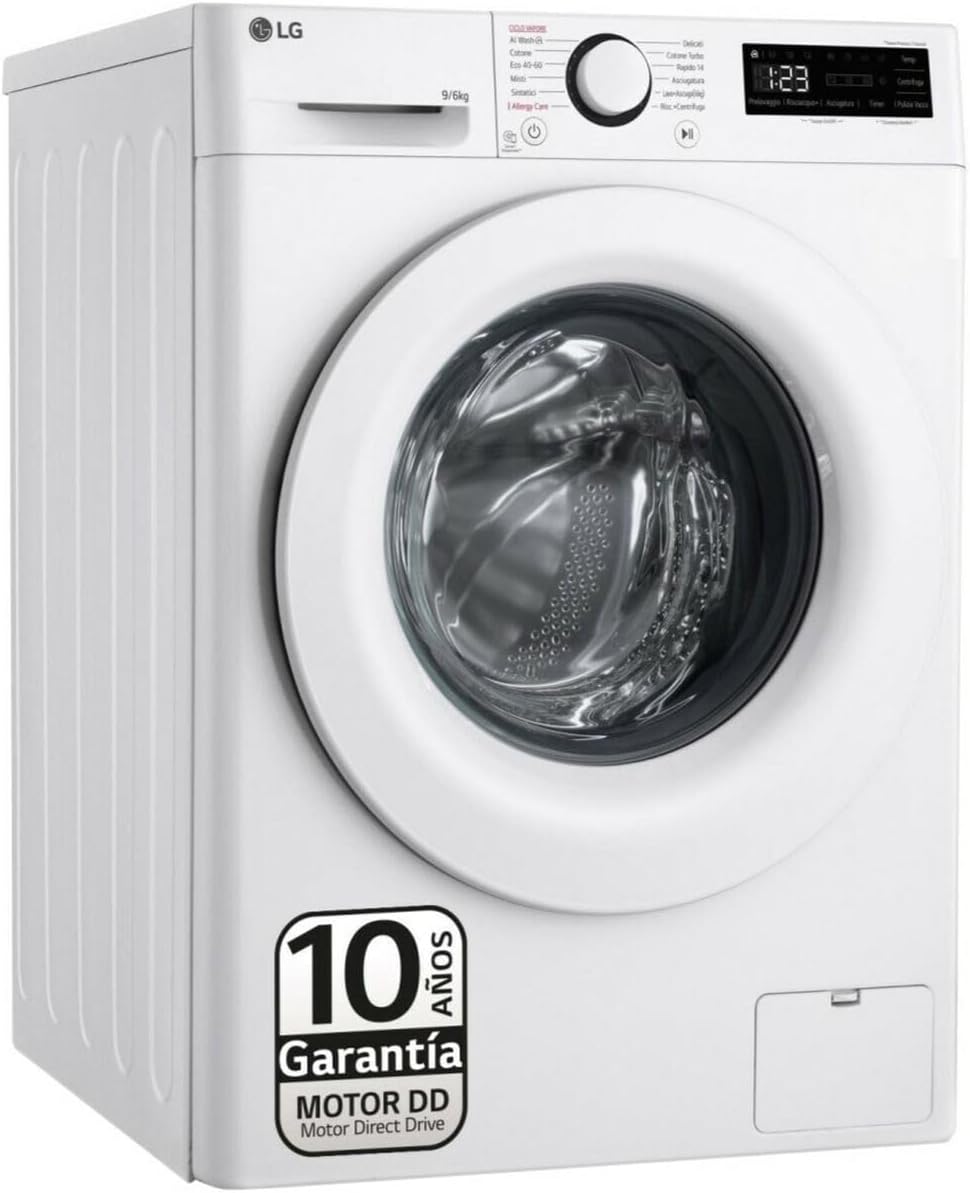 LG Waschtrockner, 9,0 kg, 6KG, Weiß, F4DR5009A3 W 9/ 1400RPM