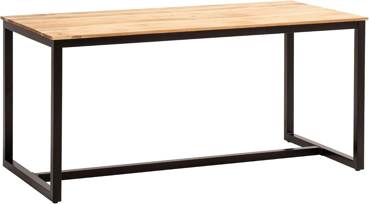 FineBuy Möbel zum Wohlfühlen Esstisch, 200 cm, Braun, Esszimmertisch Akazie Massivholz Metall Loft-Style, Küchentisch mit Metallbeinen