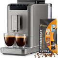 Tchibo Kaffeevollautomat, Silber, Esperto2 Caffè mit 2-Tassen-Funktion für Caffè Crema und, Titanium Silver - INKLUSIVE Kaffeeprobierset